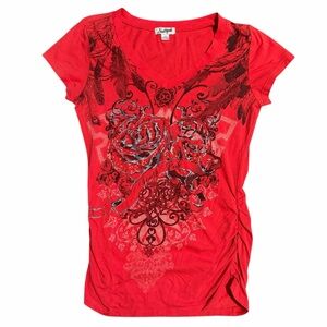 Y2K Southpole Red Graphic Baby Tee McBling Size Medium